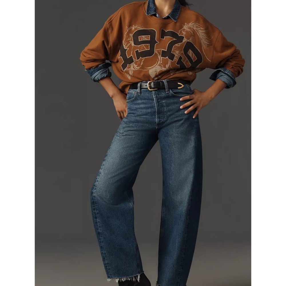 Anthropologie Pilcro‎ Sweatshirt Womens M Brown Horse Graphic Western Lagenlook